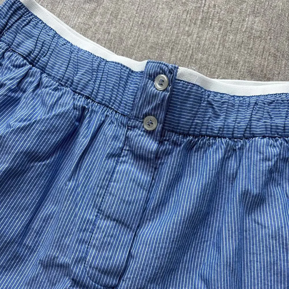NWOT Zara Cotton Blue Pinstripe Shorts - Picture 2 of 5